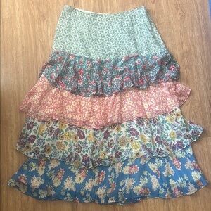 Sundance - tiered ruffle floral silk skirt